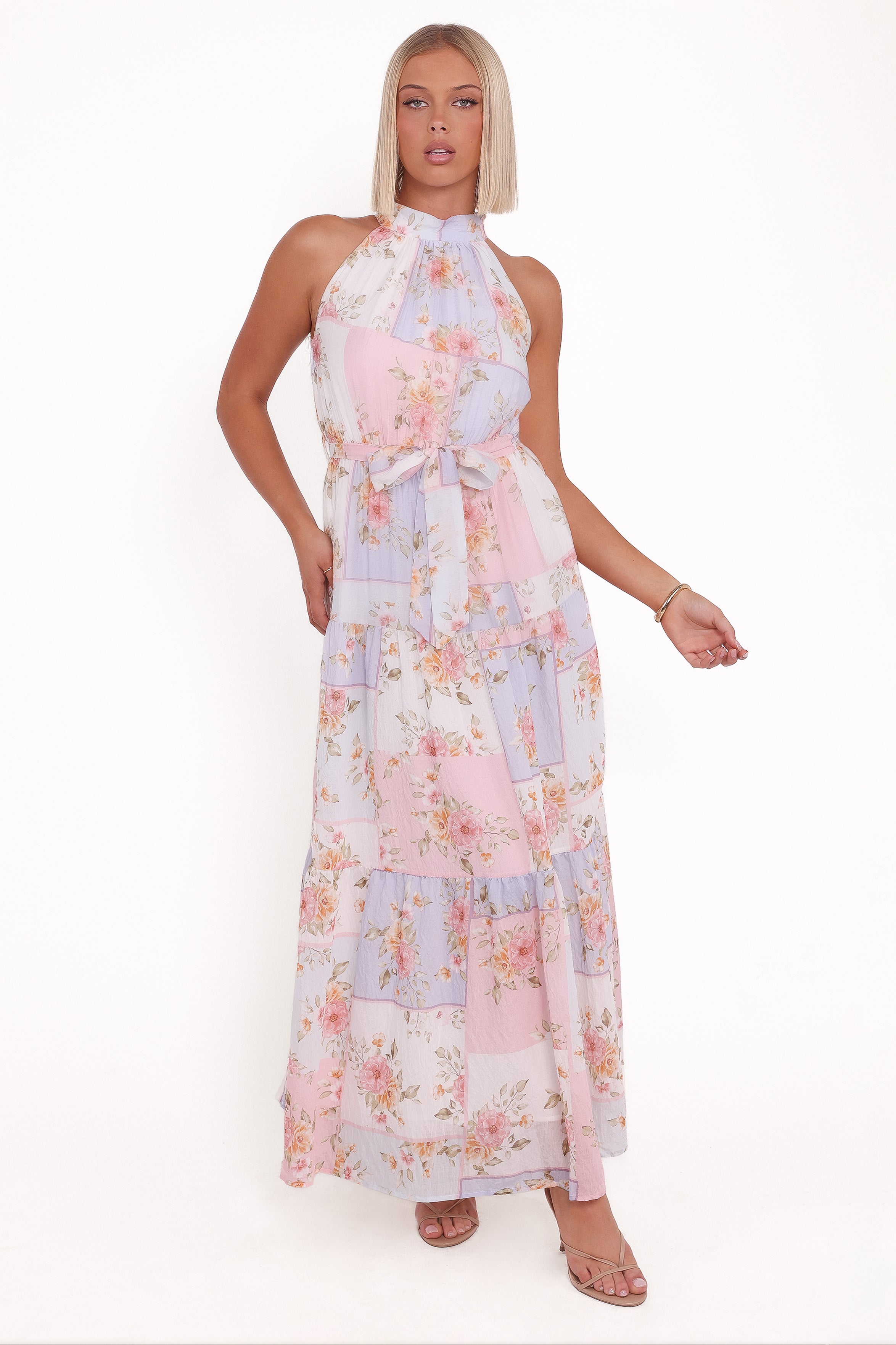 Caroline Maxi Halter Dress Multi Floral — free download