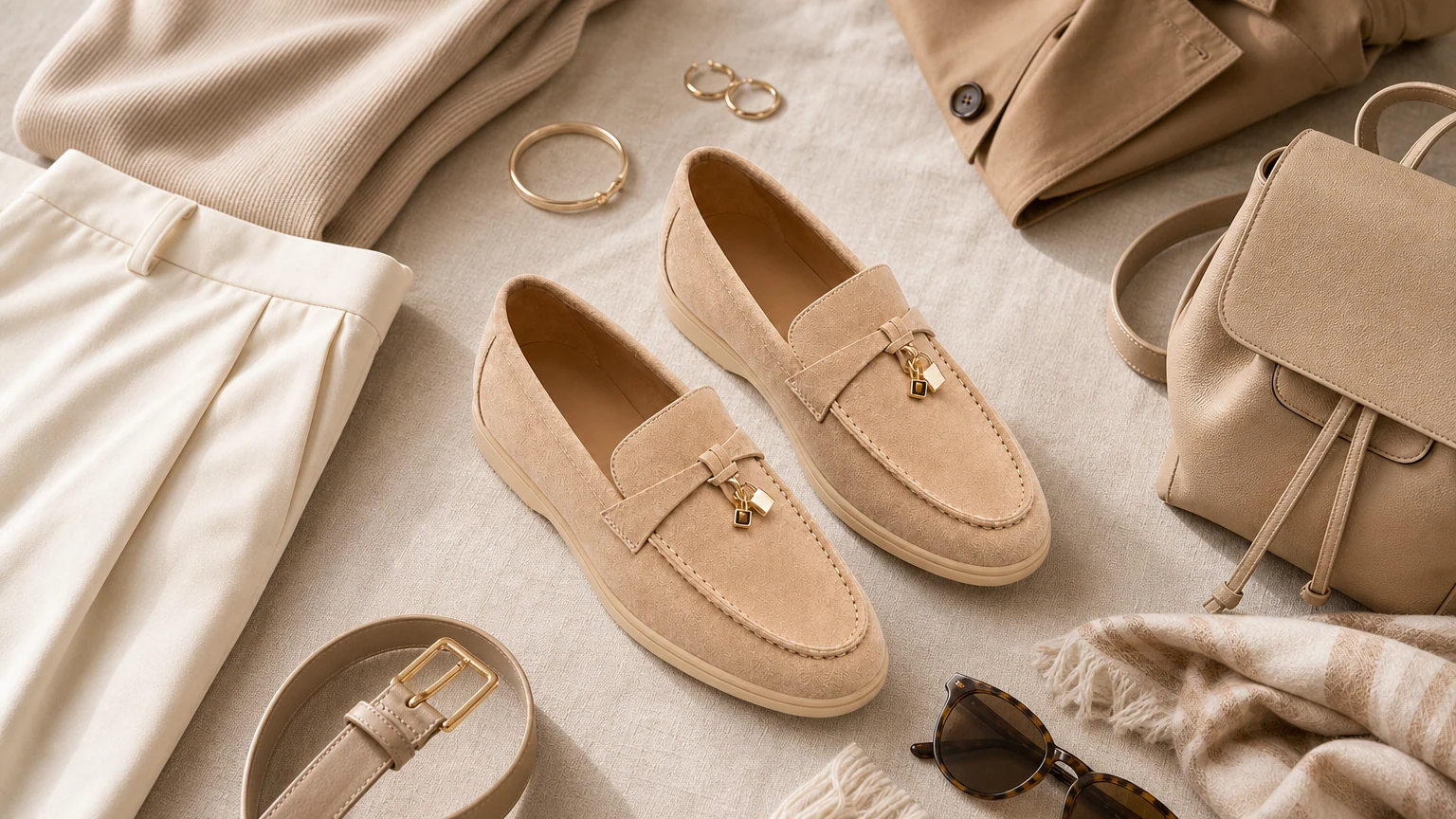 Mocassins compensés texturés stylés dans une scène chaleureuse de tous les jours
