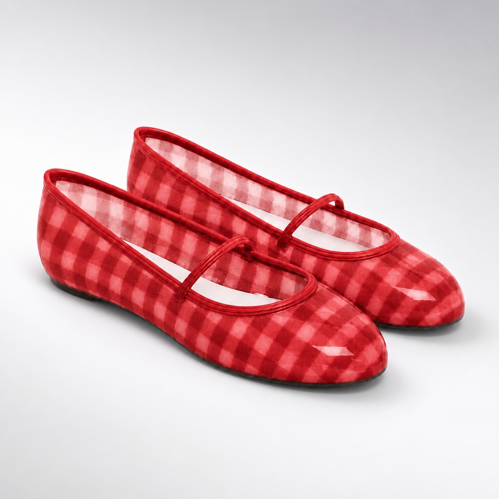 Red checkered Mary Jane flats