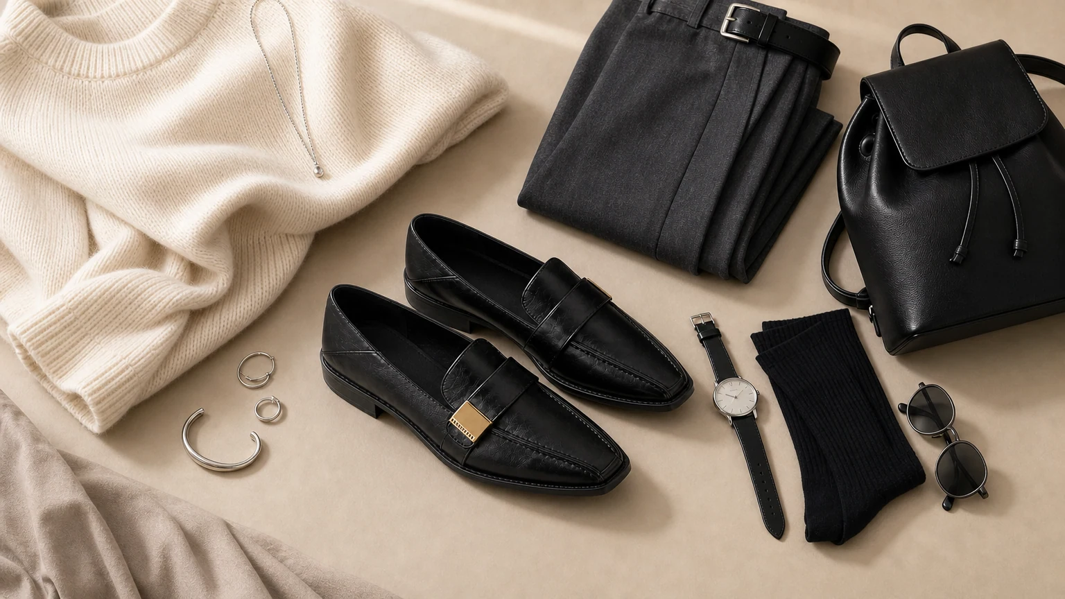 Mocassins vintage chic et faciles à enfiler, décorés dans une scène horizontale