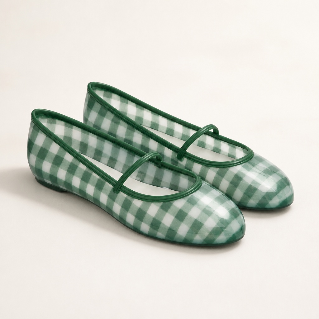 Green checkered Mary Jane flats