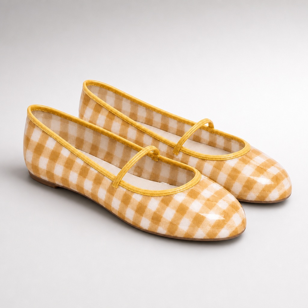 Yellow checkered Mary Jane flats
