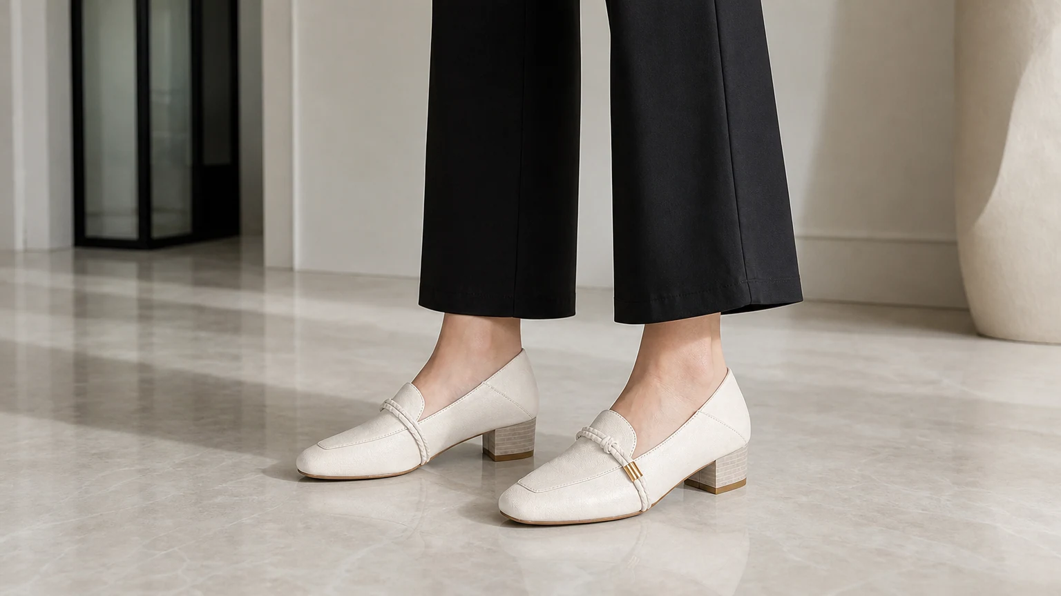 Mocassins à bout carré avec bride en chaîne, style style de vie horizontal