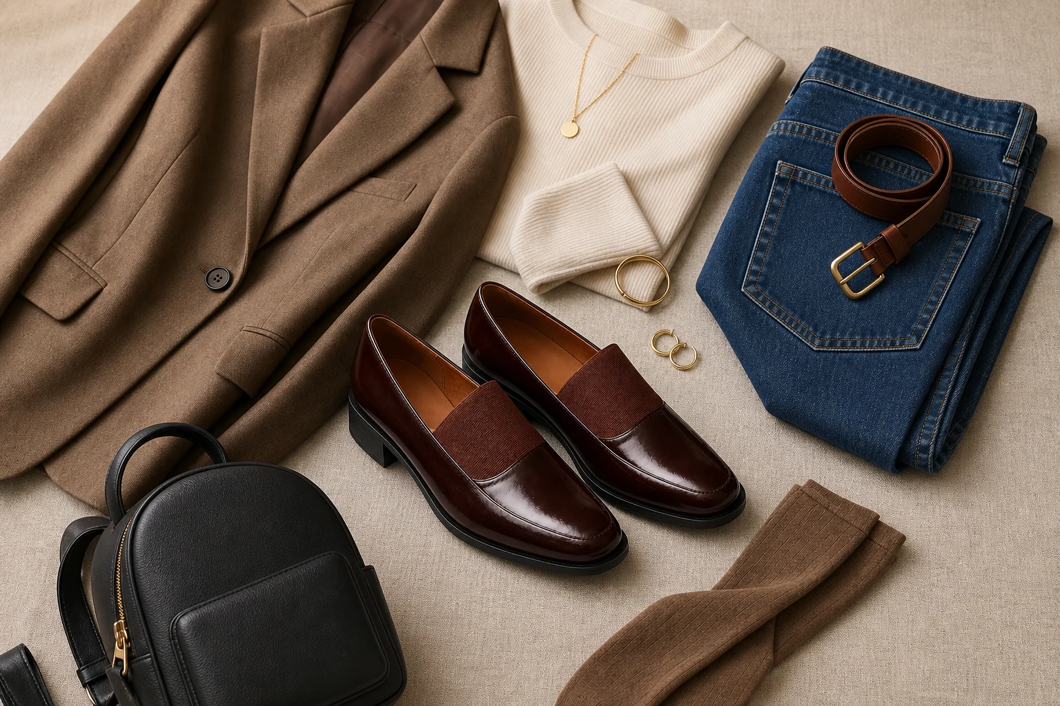 Des mocassins à textures mélangées dans une scène de style de vie raffinée